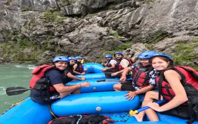 Rafters enjoying a group rafting experience on the Ganga River
