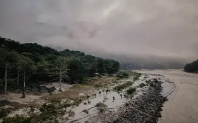 Ganga beach camp with beautiful river and mountain views
