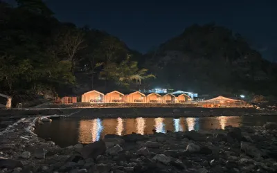 Night camping in Rishikesh beside the river