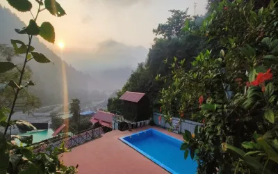 mping in Rishikesh with swimming pool and beautiful mountain surroundings